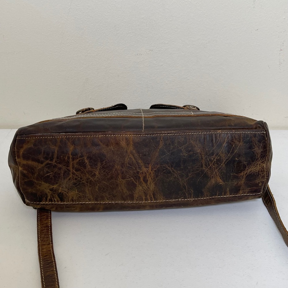 Myra Bag Distressed Brown Leather Satchel - Picture 7 of 12